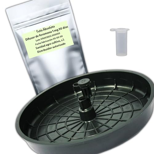 Bricoloco Kit Sistema antiplaga Tomates con Trampa y Difusor de feromona Sexual para Captura masiva de la Polilla de Tomate (Tuta Absoluta) Efectivo 60-90 días para 500 m2 (1)