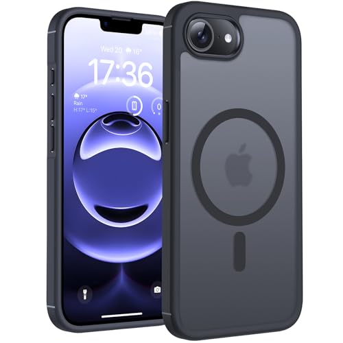 TOCOL Funda para iPhone 16e Funda Magnética para iPhone 16e 6,1 Pulgadas [Protección Lente Cámara] [Protección Militar] Translúcida Mate Trasera, Titanio Negro
