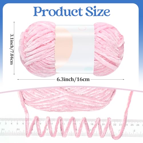 Image of Xinnun 12 Skeins 1116 Yards Chenille Velvet Soft Thick Plush Yarn Bulk for Crocheting Knitting Blanket DIY Weaving Craft, 6mm, 3.5 Oz /Skein(Fresh Color)