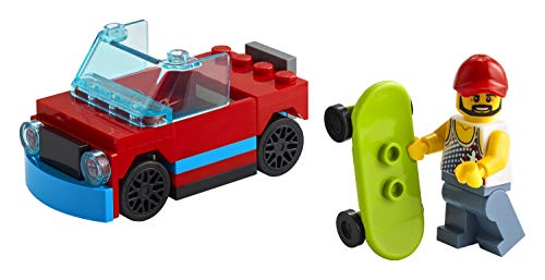 Image of LEGO City Skater 30568 Minifigure with Skateboard and Car