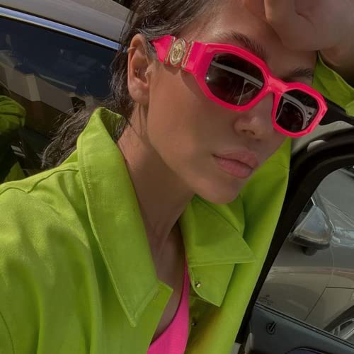 Image of FEISEDY Retro Trendy Rectangle Sunglasses Women Men Narrow Shades B2322 | |Vintage Shades |UV400 Protection |Blocks Glare |Women & Men |Comes With A Storage Case