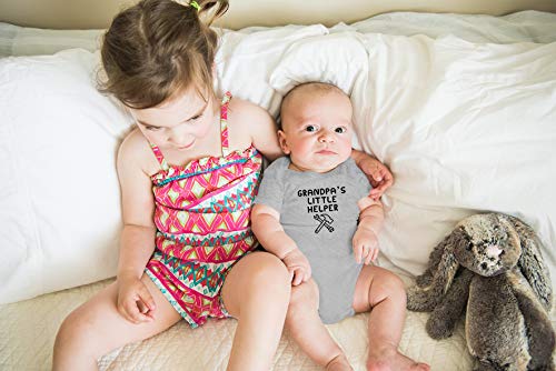 Aw Fashions Grandpa's Little Helper - I Love My Grandfather, He Is My Bbf - Cute One-Piece Infant Baby Bodysuit (12 Months, Sports Grey) #TOP3