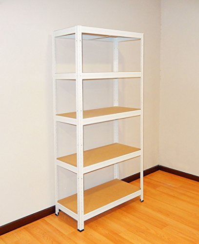 Futtal, Estanteria Metalica de 180x75x35 con 5 Bandejas Metalicas, color Blanco