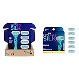 Schick Hydro Silk Sensitive Skin Razor for Women With 5 Moisturizing Razor Blade Refills & Moisturizing Razor Blade Refills for Women with Shower Hanger, 6 Count (Pack of 1)