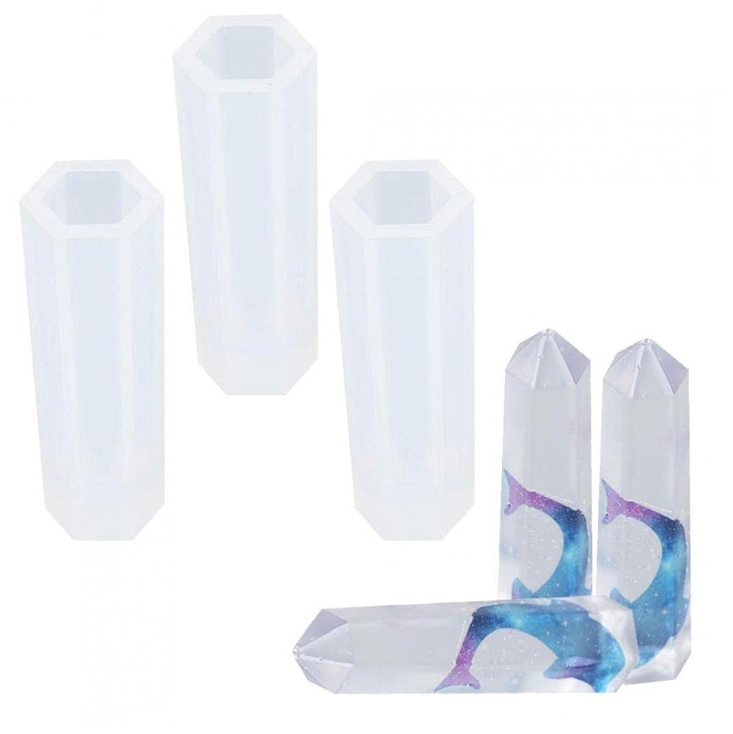Froiny Transparent 3Pcs Crystal Point Silicone Molds Jewelry Pendant Silicone Mould For Diy Resin Flower Artificial