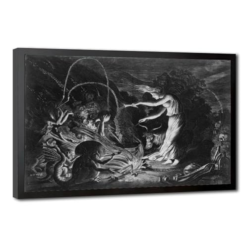 Impression sur toile A Witch at Her Cauldron J Wellcome avec cadre à suspendre