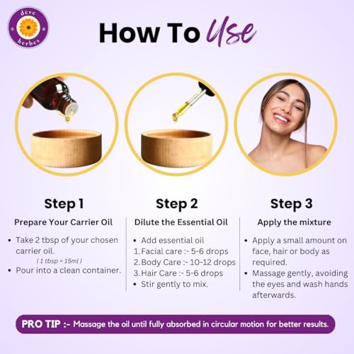 Image of Deve Herbes Lavender Essential Oil (Lavandula angustifolia) Pure | Non-Sticky | Non-greasy | Lightweight | Men & Women | All Skin Types | Steam Distilled 15ml