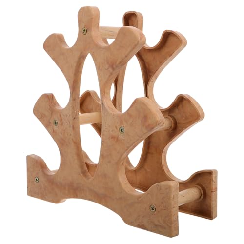 Beaupretty Soporte para Mancuernas de Madera Natural, Estantería de 3 Niveles Pequeña para Almacenamiento de Equipos de Gimnasio en Casa, Rack Compacto para Gimnasia y Entrenamiento de