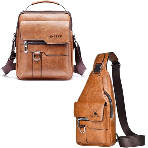 ANPTER Messenger Bag Crossbody Sling Bag Over the Shoulder Purse Side Crossover Handbag for Men