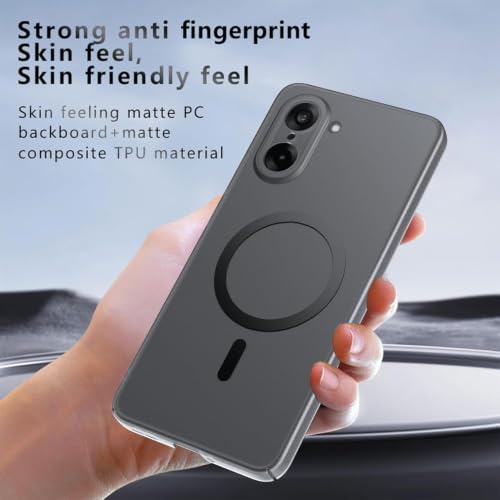 Image of DIZORO Matte Case for Samsung Galaxy M06 Compatible with MagSafe, Camera Lens Full Protection, Shockproof Translucent Frosted TPU Soft Phone Cover, Anti-Fingerprint (Black)