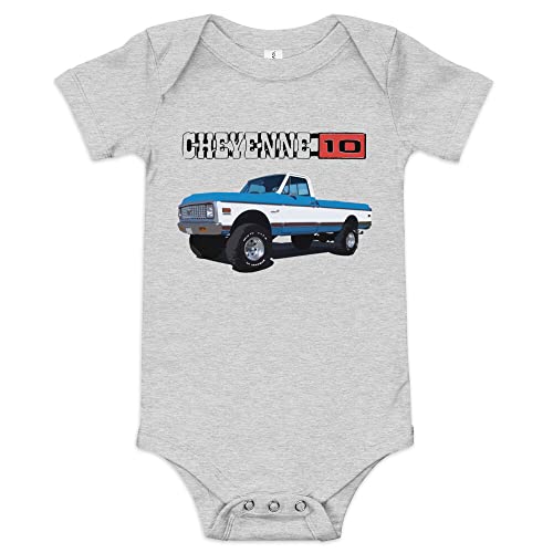 1972 Chevy K10 4x4 Pickup Truck Cheyenne 10 Baby Onesie Short Sleeve one Piece