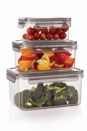 Image of INKULTURE Air Tight Food Storage Container Set of 03 (550ml + 1200ml + 2300ml) | BPA-Free Leakproof Plastic Kitchen Containers with Lid | Fridge & Pantry Organizer Box for Fruits, Vegetables Etc.