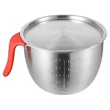 Bol en acier inoxydable avec poignée : vous pouvez toutes sortes d'aliments dans ce bol, tels que de la salade, des nouilles, des fruits, du riz, des desserts, etc., des bols à mélanger avec couvercles