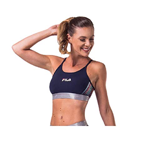 Top Train Elastic II, Fila, Feminino, Marinho/Estampado Listrado, G