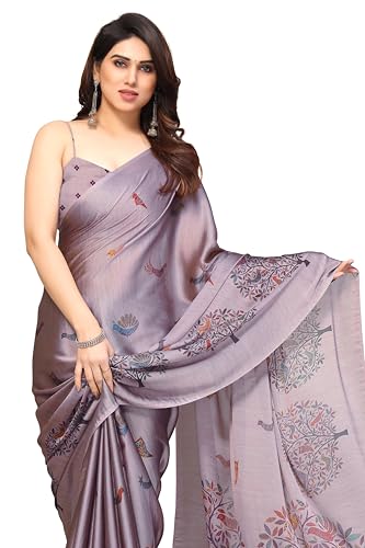 Image of MIRCHI FASHION Women Saree Chiffon Flower Print | Breathable Lightweight Sari for Office and Daily Use with Unstitched Blouse Piece (Available in 30 Styles)