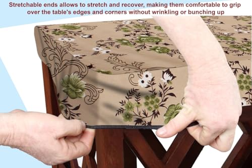 Image of The Furnishing Tree Elastic Rectangular Center Tpoy Table Cover WxL 12x60 in Inches Polyester Floral Pattern Beige