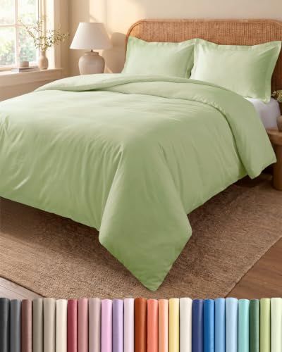 Image of Duvet Cover Oversized Queen - 3 Piece w / Zip Closure - Light Sage Green