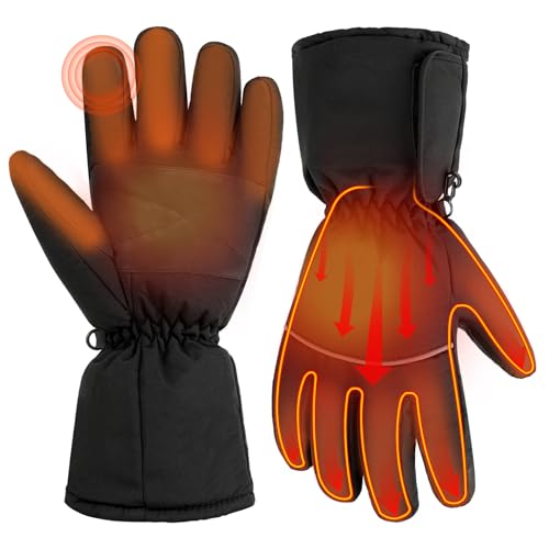 HLTWCLO Heated Gloves for Men Women, Touchscreen Electric Waterproof Heating Gloves for Cycling Camping Motorcycle Driving Hiking Skiing Snowboarding Outdoor Winter Sport