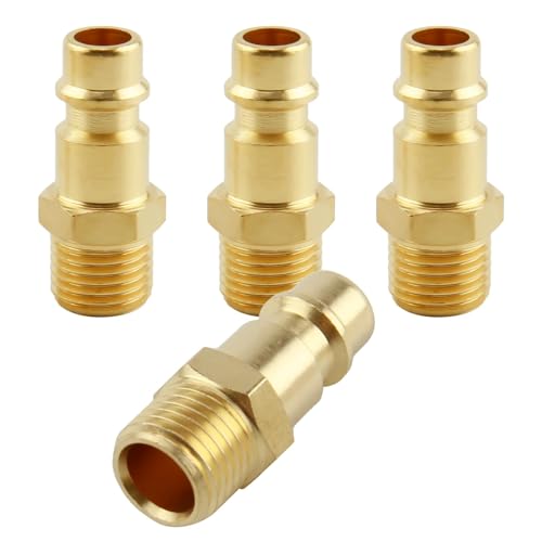 Conectores de Línea de Aire de 4 Piezas, Accesorios de Compresor de Manguera Euro Airline, Acoplador de Aire BSP de 1/4 Pulgadas y Kit de Enchufe, Conector Macho de Latón Duradero y Antioxidante