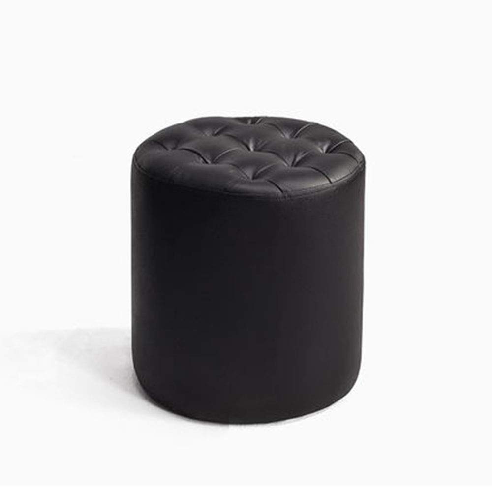 Pouf de rangement similicuir noir, tabouret coffre et table d'appoint repose-pieds 34cm