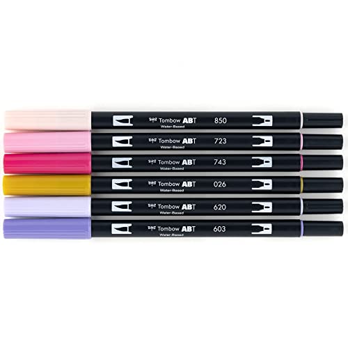 Image of Tombow 56228 Dual Brush Pen Art Markers Sweetheart, Portrait, 1 Count (Pack of 6)