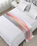 ZFUNCING Abstract Modernism Colorful Art Bed Runners for Bedroom Hotel,Decorative Bedding Scarf Chiffon Ribbon Fog Texture Bed End Blanket Bedding Runner Scarves for California King Size Bed,102x20in