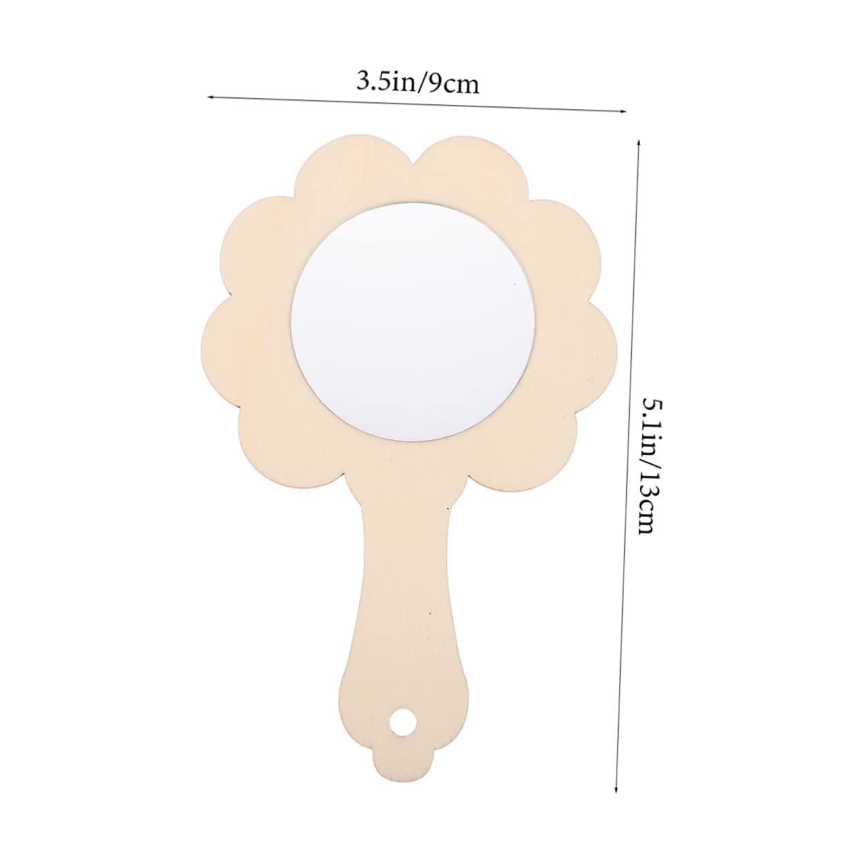 Yardwe 6Pcs Wooden Small Mirrors Unfinished Mini Hand Mirrors for Adorable Wooden Drawing Mirrors Crafting Accessory for Creative Play and Imaginative Fun