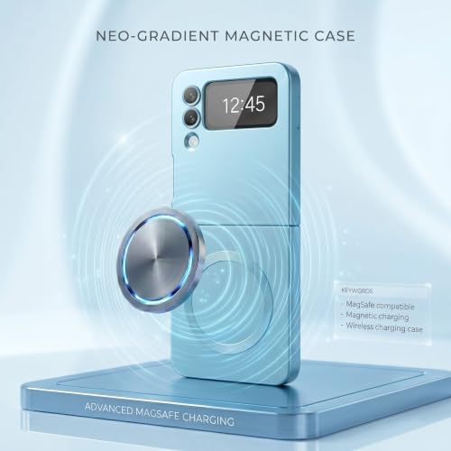 Image of amazon basics Premium Mag-Safe Case for Samsung Galaxy Z Flip 3 | Shockproof & Anti-Scratch Cover | Soft Silicone with Wireless Charging | Camera Lens Guard - Blue