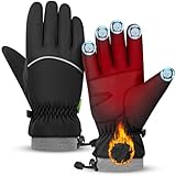 héBei Thermal Winter Gloves, Waterproof Touchscreen Warm Windproof Anti-Slip Design for Cycling, Running, Hiking, Driving, Camping, Men Women (Black-H01, Large)