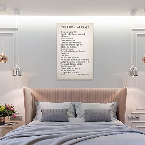 Bludug Charles Bukowski Poem Print The Laughing Heart Minimalist Retro Posters Canvas Painting Wall Art Poster For Bedroom Living Room Decor24X36Inch(60X90Cm) #TOP7