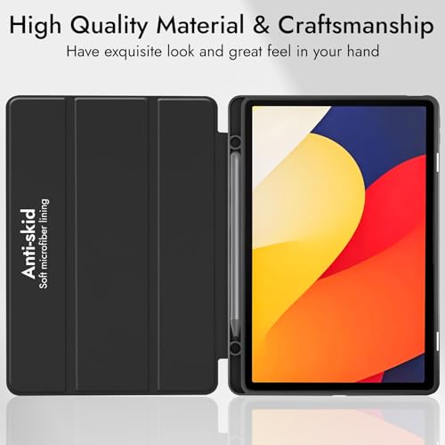 Image of Robustrion Case for Moto Pad 60 Pro 12.7 inch Cover Case with [Pencil Holder] [Soft Flexible Case] for Motorola Pad 60 Pro Cover 12.7 inch [Auto Sleep Wake Support] - Black