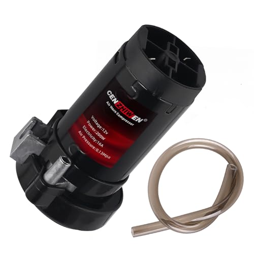 cenzhiwen Air Horn Compressor 12V 150db Air Pump for Horn Super Loud Car Horn Compressor Kit Chromed Zinc Single Trumpet for Cars Bikes Balls & Inflatable Toys (Copper Wire Motor) (Black)