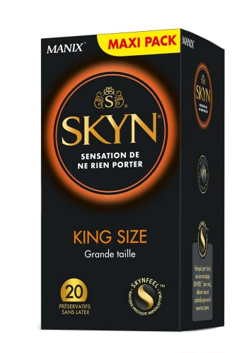 大号特大号：一包 20 个特大号避孕套，男士不含 Skynfeel 乳胶/薄型、直型、光滑、直径 56 毫米