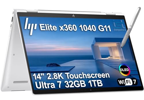 Image of HP EliteBook x360 1040 G11 14 inch 2-in-1 Touchscreen Laptop (Intel Ultra 7 155H, 32GB RAM, 1TB SSD, 2.8K QHD OLED) Business AI PC, Elite X Flip G1i, Backlit, FP, IR Webcam, Rechargeable Pen, Win 11 Pro