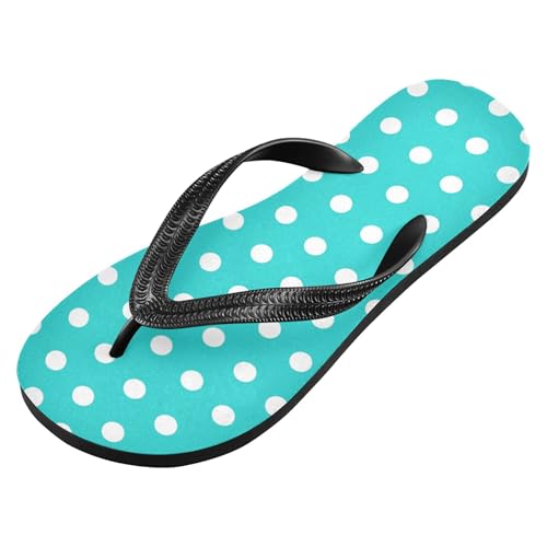 Burbuja Polka Dots White Blue Flip Flops for Women Men, Soft Thong Sandals Rubber Slippers for Pool Beach Essentials2