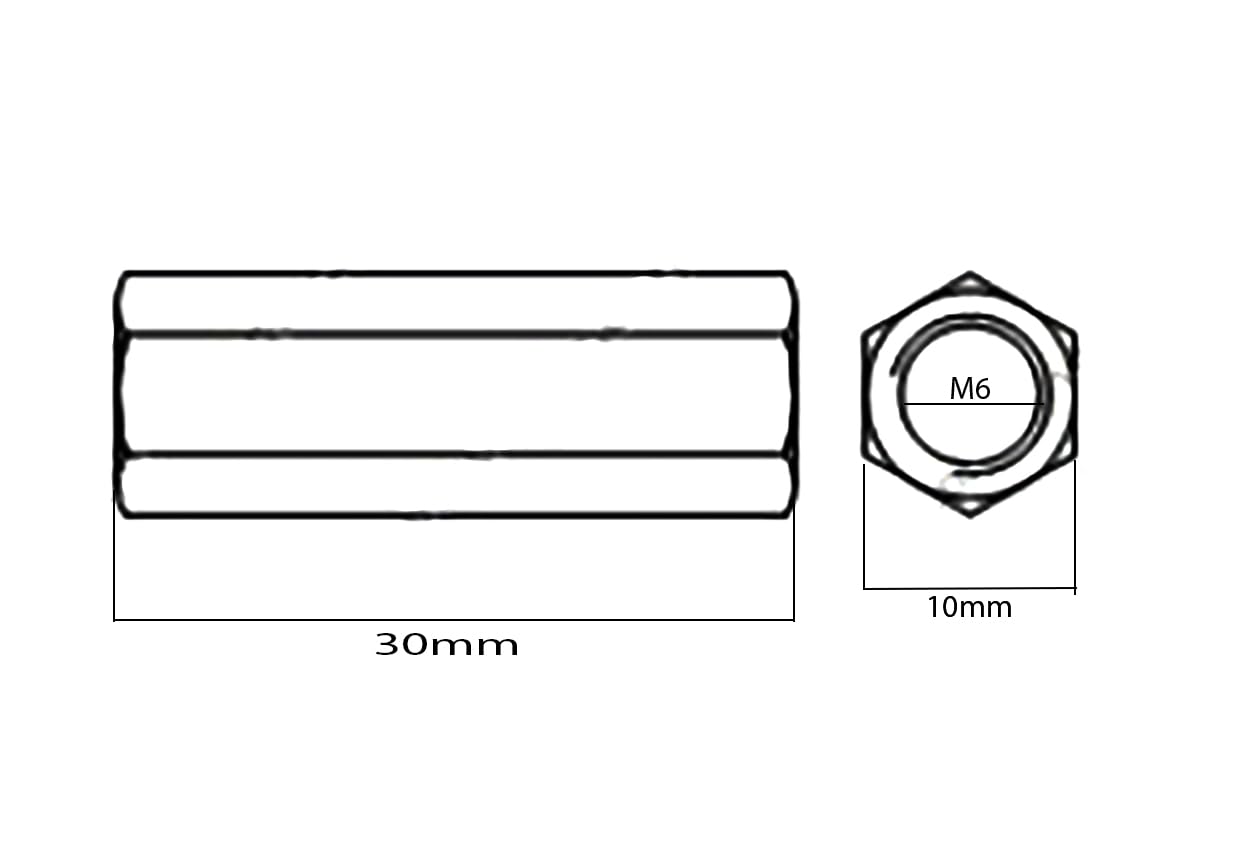 M6 (6mm x 30mm) Zinc Plated Steel Coupling Nuts Threaded Rod Connecting Bar Hexagon Connector Nut Metric AN 85 (Pack of 20) H10C/2 - Image 2