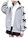 BEAUDRM Girl's Bowknot Zip Up Jacket Y2k Cute Long Sleeve Hooded Sweatshirt Hoodie Grey 11 Years