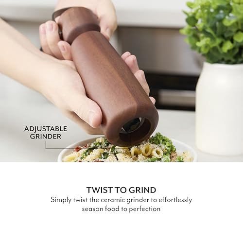 Sur La Table Core Large Manual Salt or Pepper Mill, Brushed Nickel Handle, Easy Grind Mechanism, Ceramic Grinder, 45.7ml Capacity, Walnut Colour, SLT847113 - Image 4