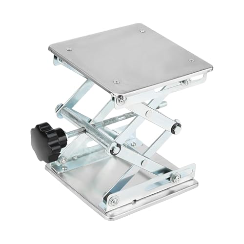 Mesa de elevación de laboratorio de acero inoxidable, gato de laboratorio portátil ajustable con control de altura para cargas de 5 a 25 kg, plataforma de 300 x 300 mm para un fácil movimiento y