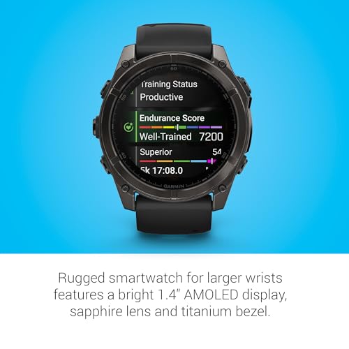 Image of Garmin Fenix 8, 51mm, AMOLED, Sapphire, Smartwatch, Carbon Gray Titanium with Black /Pebble Gray Silicone Band