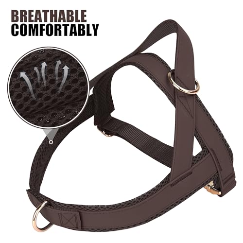 PET ARTIST No Pull Dog Harness, Soft Padded Leather Step in Dog Harness with Heavy Duty Metal Buckle, Adjustable Quick Fit Pet Strap Vest Harness for Large Dogs Walking Training (Brown,L) - Thumbnail 2
