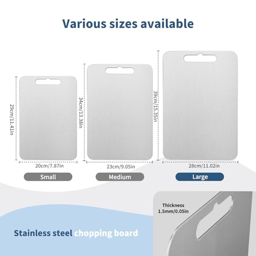 Tabla de cortar rectangular de acero inoxidable doble cara para cocina, tamaño grande miniatura 2