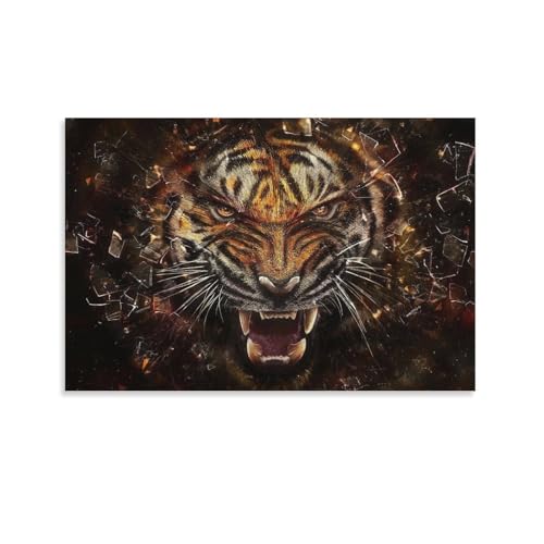 Tableau tigre impression sur toile déco murale premium 60x90cm