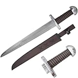 Medieval Warrior 10th Century Full Tang High Carbon Steel Viking Seax Style Dagger w/Leather Sheath Fully Functional Battle Ready Razor Sharp