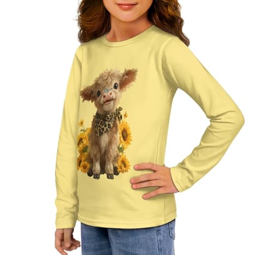 Image of Girls Long Sleeve T Shirt Cute Cartoon Crewneck Shirt for Kids 3-16Y Fall Winter Clothes