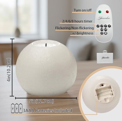 Image of 4 inch Flameless Candles with Remote and Timer - Pack of 2 Real Wax LED Battery Operated Flickering White Candle Pillars for Christmas Gift, Wedding, Holiday & Home Decor