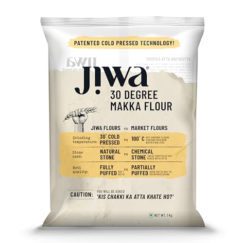 Image of Jiwa 30 Degree Makka Flour | 1 Kg | Patented Cold Pressed Flour | Slow Ground | Makke Ka Atta | Corn Atta | Gluten Free