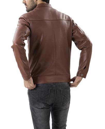 Image of Jild Classical Single Piece Lambskin Leather Jacket Men - Everyday Wear Snap Tab Collar Men's Motorcycle Leather Jacket