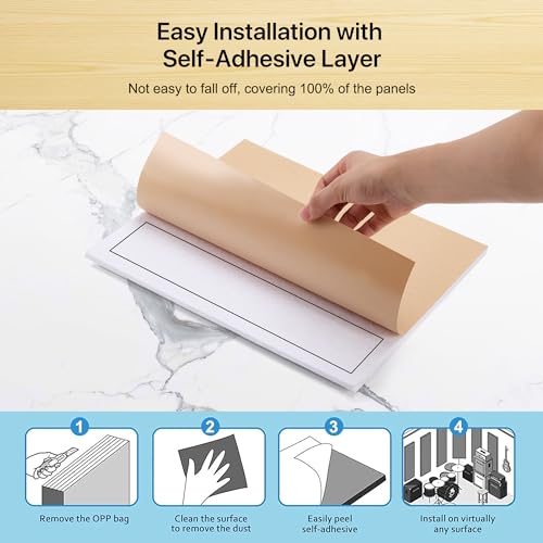 Image of Square Acoustic Wall Panels, Sound Absorbing Panels for Walls, Ceiling, Doors, 12 Pack 12 inchx12 inchx0.4 inch Self Adhesive Decorative White Acoustic Tiles for Recording Studio, Office, Room, Home