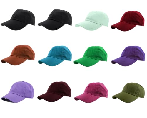 Image of Gelante Baseball Caps Hats 100% Cotton Plain Blank Adjustable Size Wholesale Bulk of 12 Pack